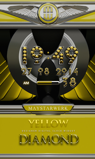 Digi Clock Widget Yellow Diamo