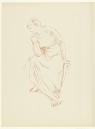 Zittende halfnaakte vrouw