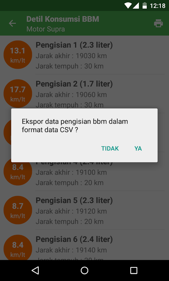   Konsumsi Bahan Bakar Mesin- tangkapan layar 
