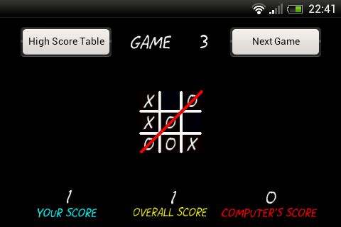 Android application Noughts And Crosses screenshort