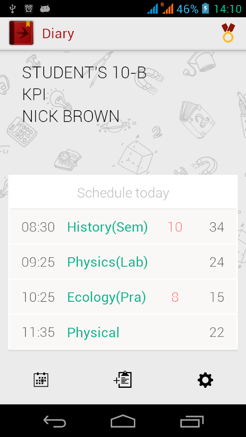 Android application Diary (Timetable) screenshort