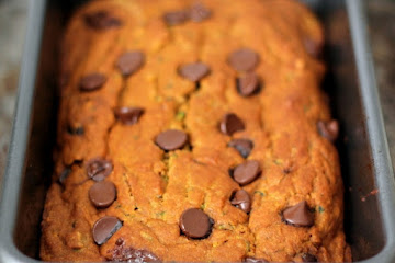 Healthy Pumpkin Zucchini Chocolate Chip Bread