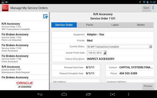 My Service Orders - JDE E1