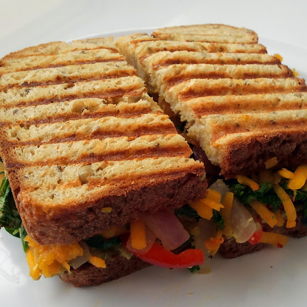 Hot tasty paninis served daily on gluten-free bread. Pictured here, seasonal flavor "Butternut Squas