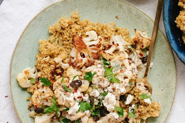Roasted Cauliflower, Freekeh and Garlicky Tahini Sauce