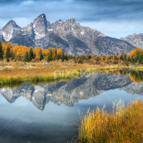 The Grand Tetons from Schwabacher Ponds by Mike Trahan - Landscapes Mountains & Hills