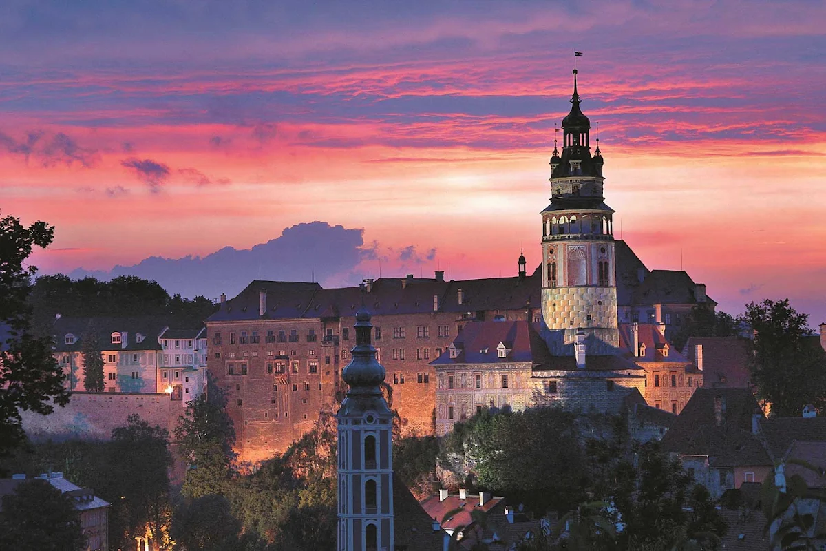 Czech-Cesky-Krumlov-castle - The beautiful medieval city and castle of Cesky Krumlov in the south of the Czech Republic. Inland excursions to Cesky Krumlov are offered from the ports of Passau, Germany, and Linz, Austria.