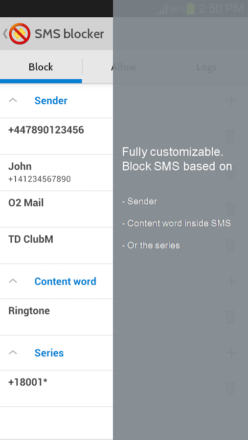 SMS Blocker AWARD WINNER Premi - screenshot