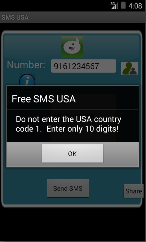 Free SMS USA Screen 2
