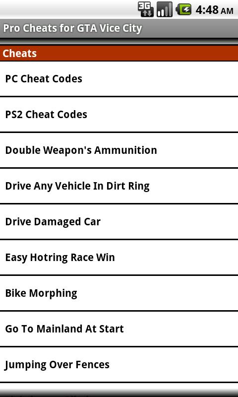 Unoffical Cheats:GTA Vice City Screen 1