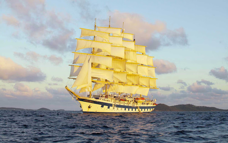 Royal Clipper calls on the island of Tobago in the Caribbean. 