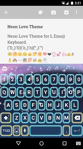 Neon Love Emoji Keyboard Theme