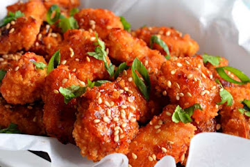 Baked Sweet Chili Garlic Popcorn Chicken