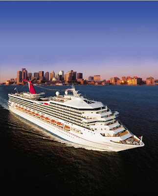 Carnival Victory sailing out of the Port of Miami toward a Caribbean destination.