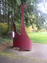 Red Steel Sculptural Bench
