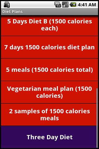 1200 and 1500 Calories Diets Screen 3