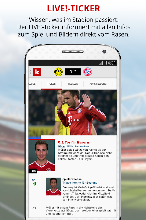 Kicker App , So funktioniert das Managerspiel Interactive in der App ...