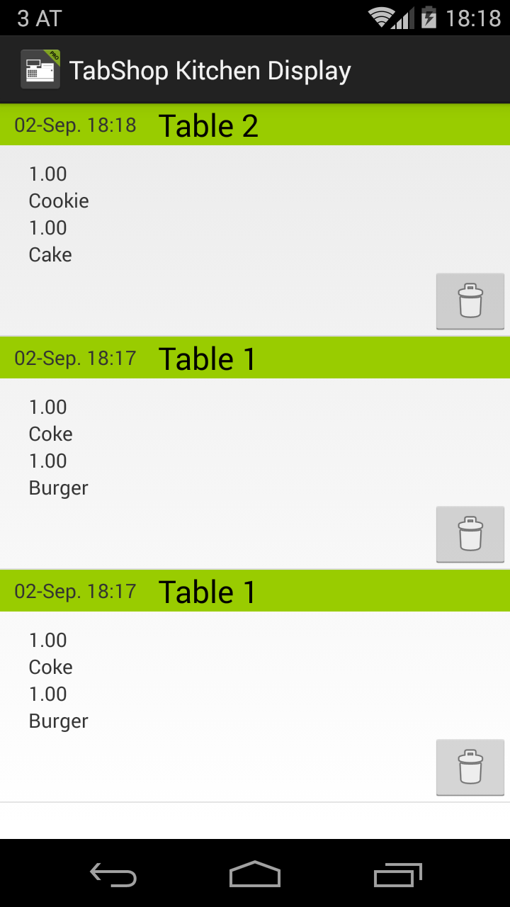 Android application TabShop Order and Kitchen Display screenshort
