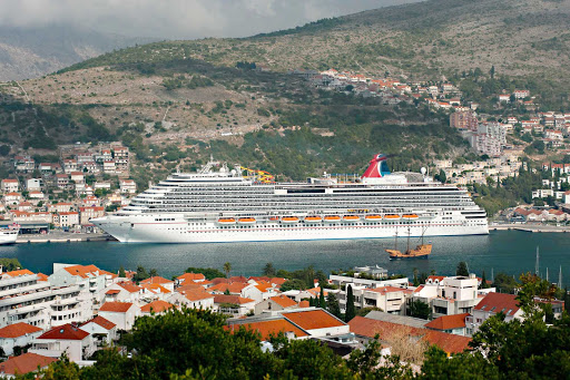 Carnival Breeze docks in historic Dubrovnik, Croatia.