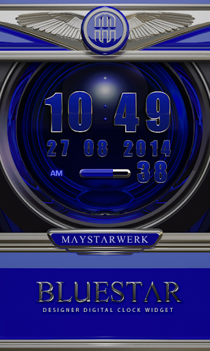 Digi Clock Widget Blue Star