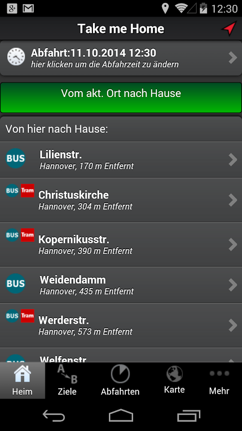 Android application A+ Journey Planner Hannover screenshort