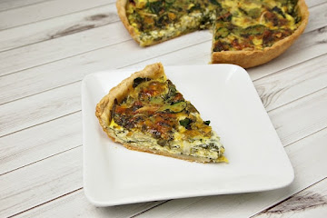 Caramelized Onion, Spinach and Blue Marble Quiche
