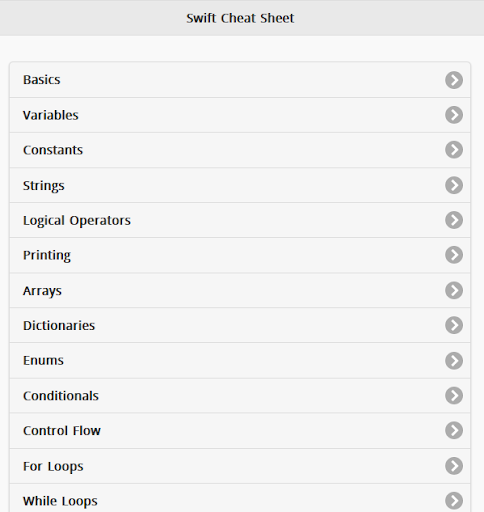 Swift Cheat Sheet