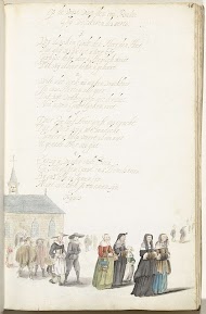 Groep kerkgangers bij het verlaten van de kerk