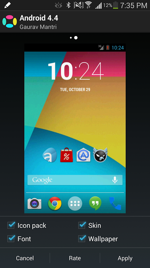 Android 4.4 Kitkat Theme - screenshot