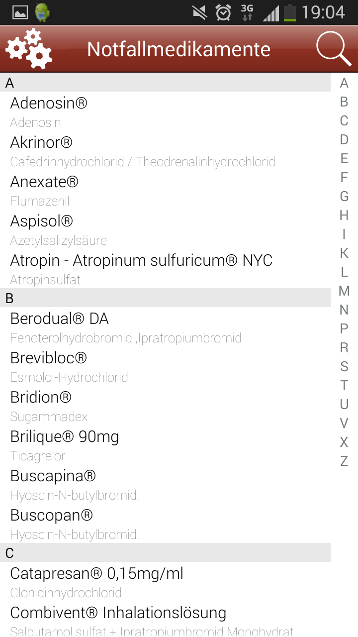 Notfall Medikamente Screen 1