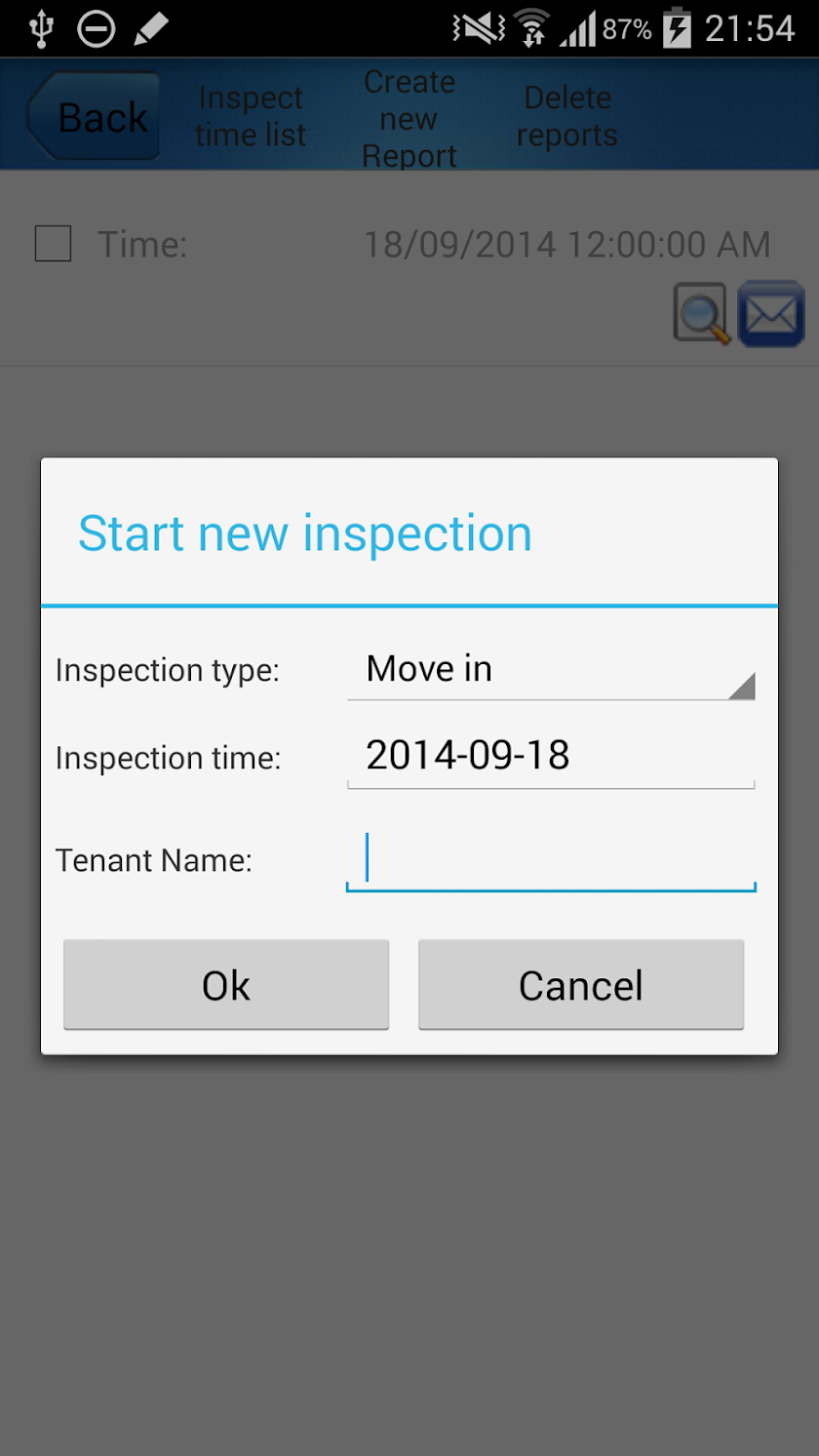 Building inspection report Screen 3