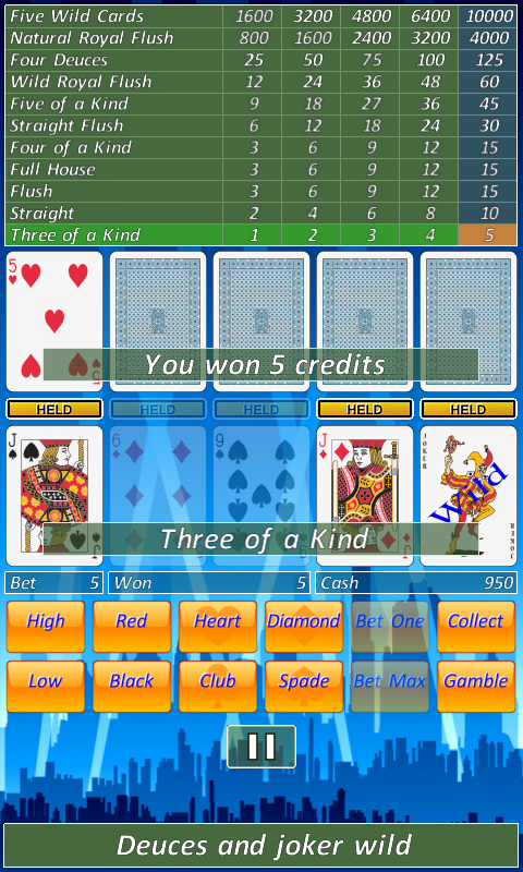 Android application Video Poker (Ads Free) screenshort