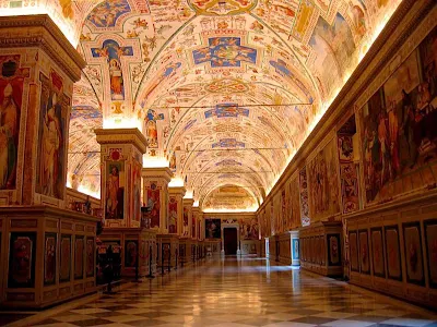 Inside the Vatican Museum Library.  