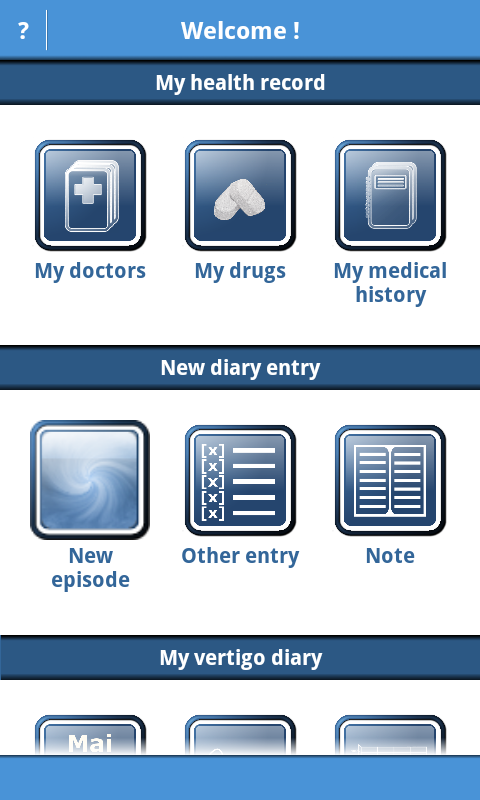 Android application Vertigo &amp; Dizziness Manager screenshort