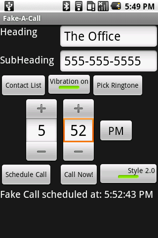 Fake-A-Call Screen 2