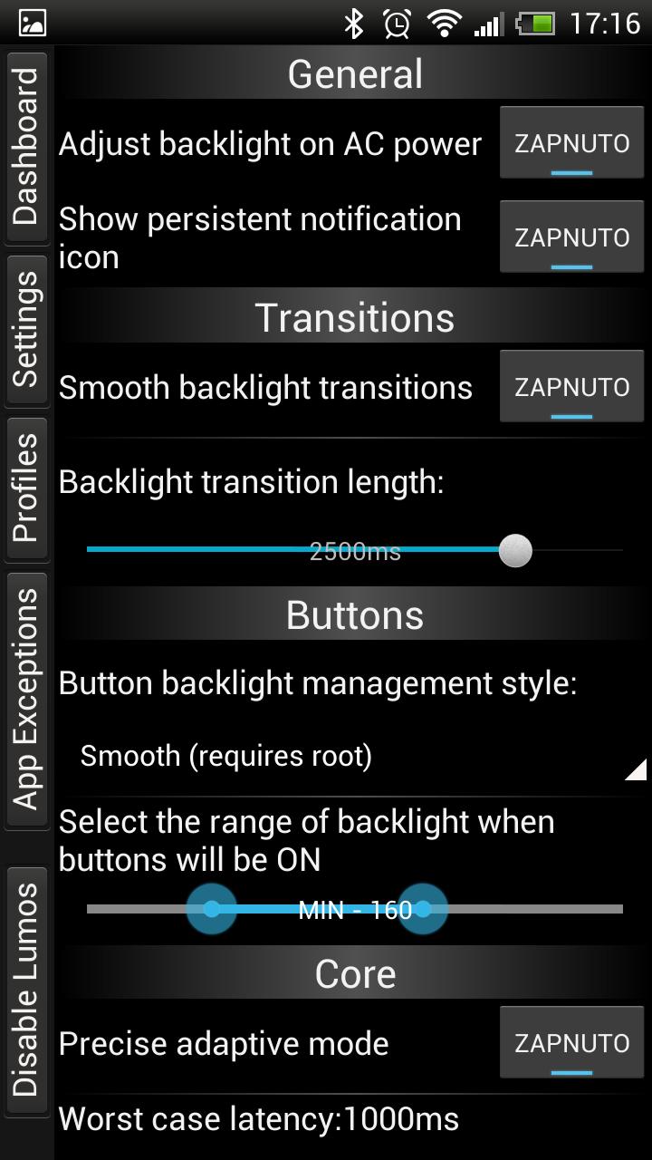 Lumos brightness manager Screen 2