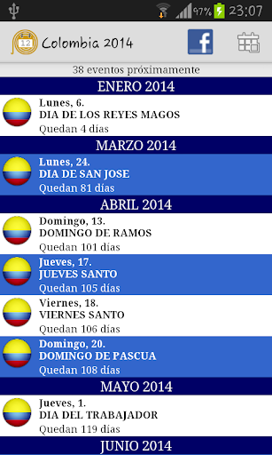 Calendario Feriados Colombia