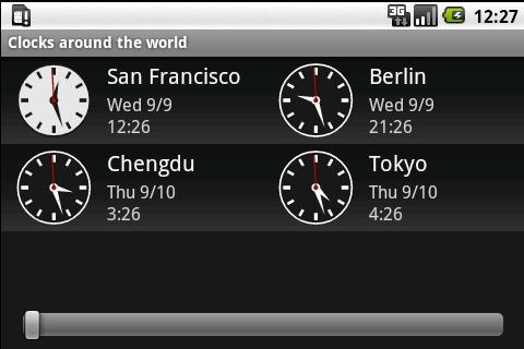 Clocks around the world Screen 2