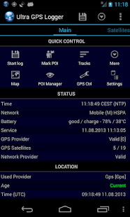 Ultra GPS Logger Screenshot