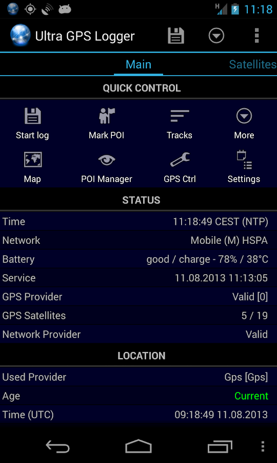 Ultra GPS Logger - screenshot