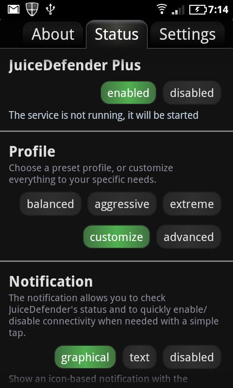 Android application JuiceDefender Plus screenshort