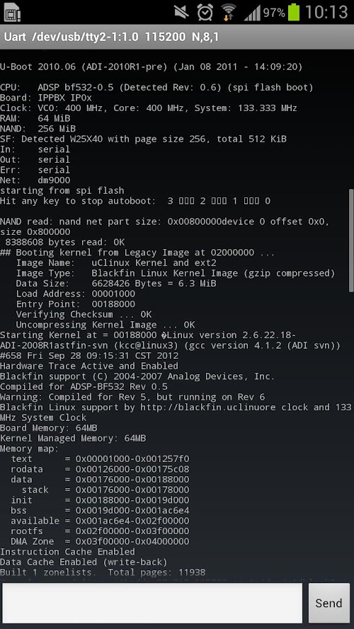Android application OTG UART Terminal-232 1.2 screenshort