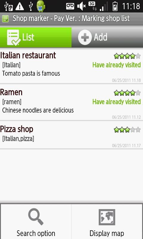 Android application My Restaurant List - PayVer screenshort