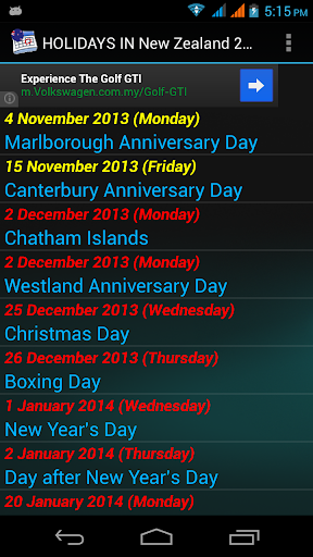 New Zealand Public holidays