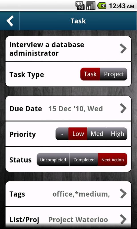 WAToDo! Android To Do List Screen 2