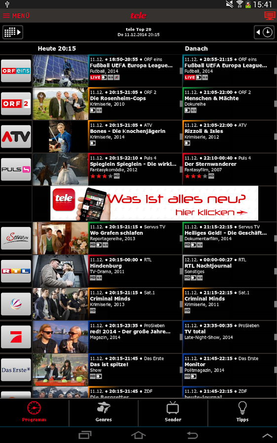 tele TV das Fernsehprogramm Android Apps on Google Play
