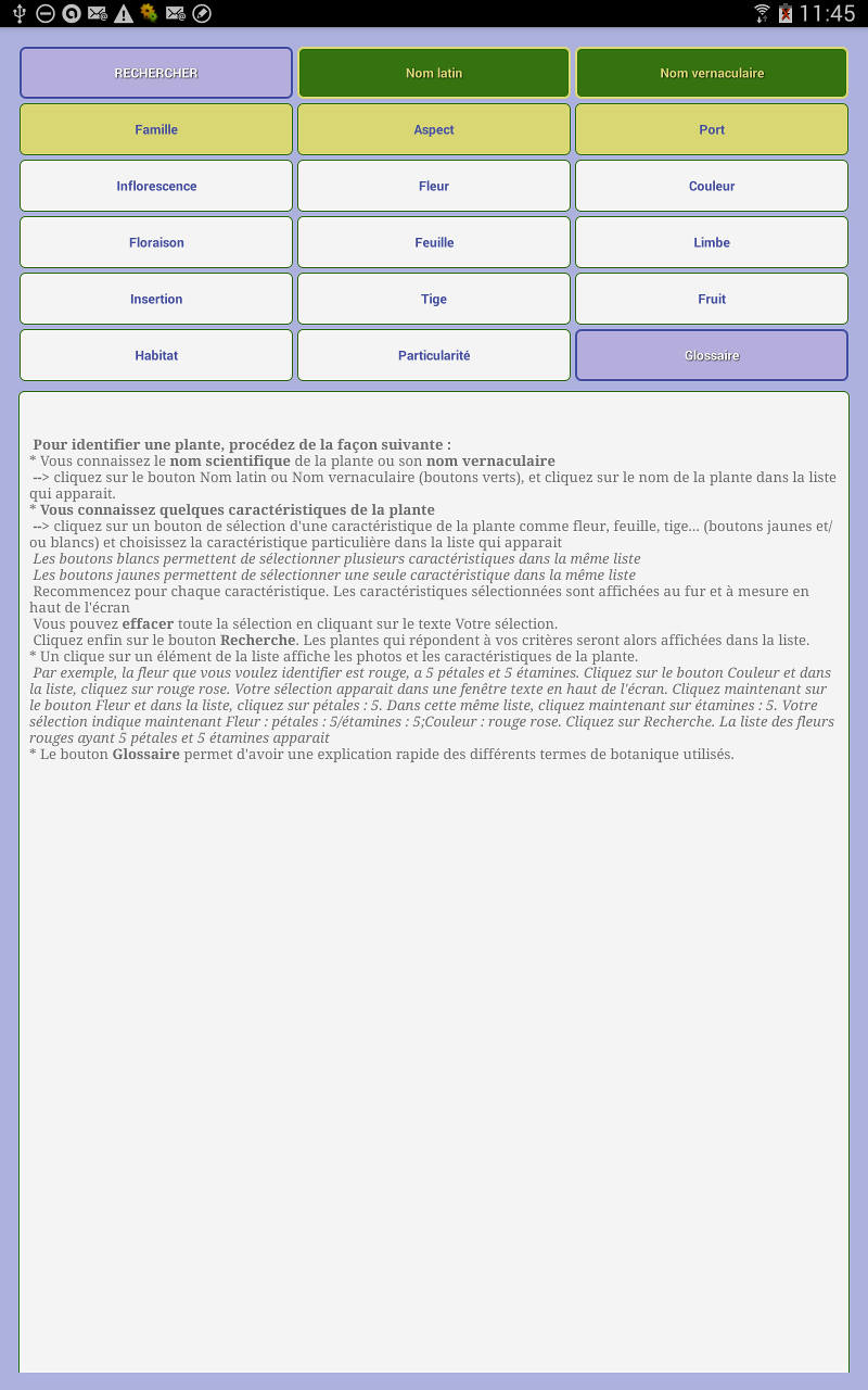 Android application eflore screenshort
