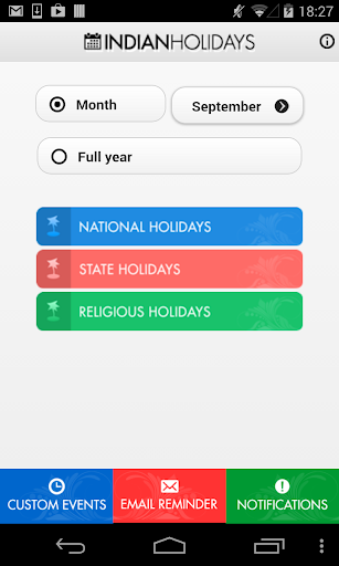 Indian Holidays Calendar