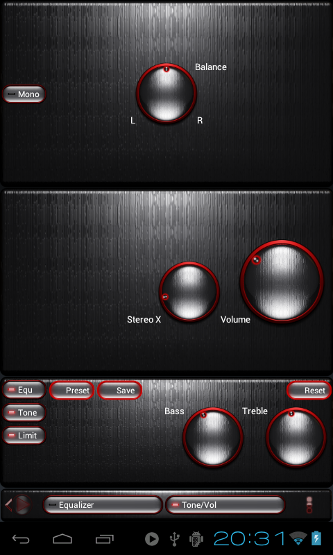 Poweramp skin STEEL OF I. RED Screen 3
