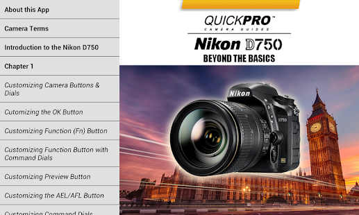 Android application Nikon D750 Beyond by QuickPro screenshot